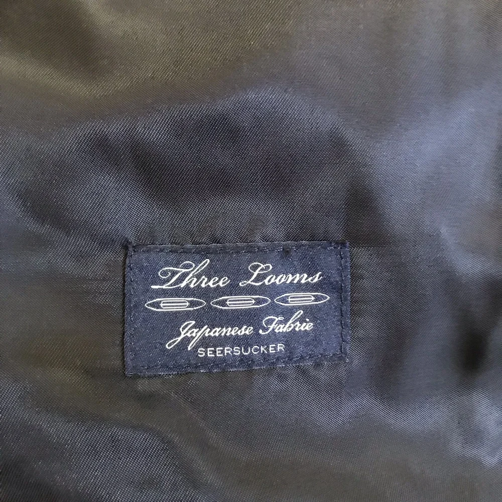 J. Crew Ludlow X Three Looms Light Gray & White Striped Seersucker Blazer 42L